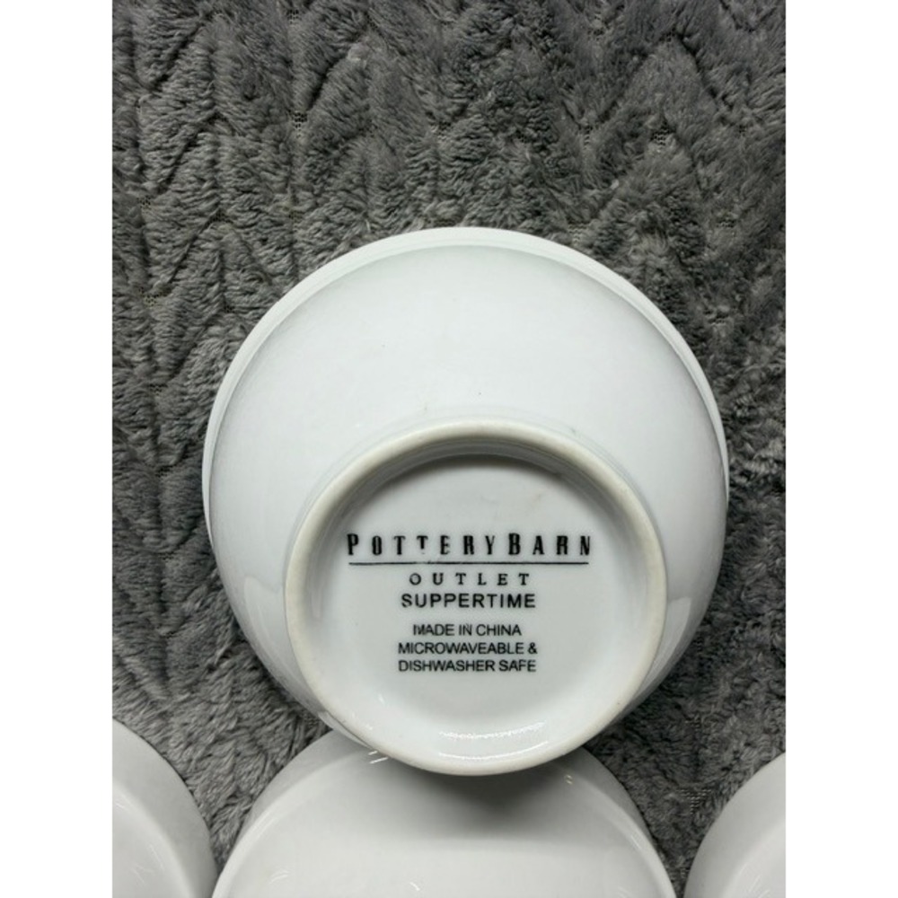 Pottery Barn(RETIRED) Outlet Suppertime White  Bowls Set of 8 Microwave Safe